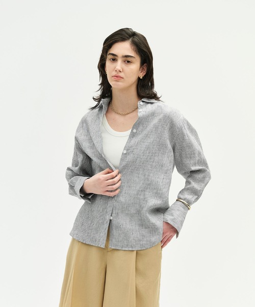 N.O.R.C(ノーク)の「【フレンチリネン】ガールフレンドシャツ(シャツ/ブラウス・レディース・サックスブルー/ブラウン/ピンク/ホワイト/ストライプ・フリー)」の10枚目の写真