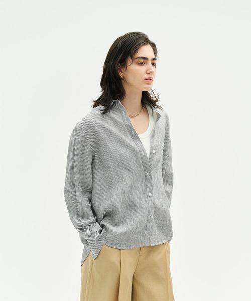 N.O.R.C(ノーク)の「【フレンチリネン】ガールフレンドシャツ(シャツ/ブラウス・レディース・サックスブルー/ブラウン/ピンク/ホワイト/ストライプ・フリー)」の11枚目の写真