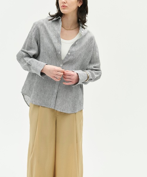 N.O.R.C(ノーク)の「【フレンチリネン】ガールフレンドシャツ(シャツ/ブラウス・レディース・サックスブルー/ブラウン/ピンク/ホワイト/ストライプ・フリー)」の13枚目の写真