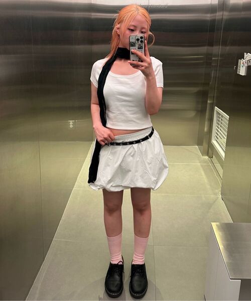 MUSINSA STANDARD WOMAN（ムシンサスタンダードウーマン）の「ウィメンズバルーンバンディングミニスカート[ホワイト]（スカート・レディース・その他・X-SMALL/SMALL/MEDIUM/LARGE）」の16枚目の写真