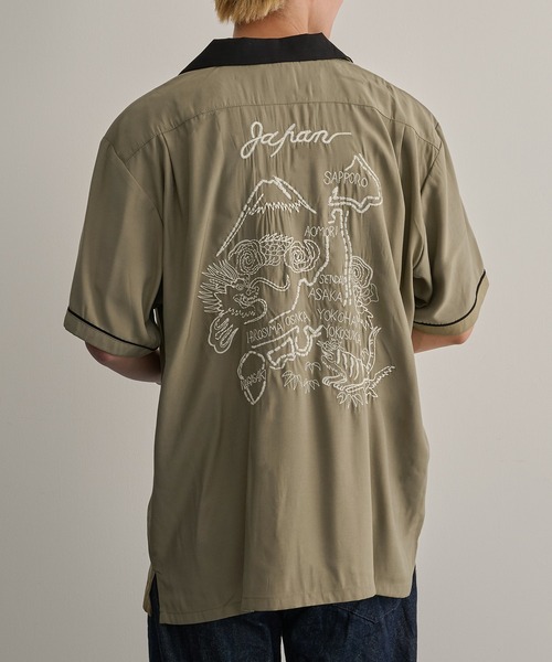 HOUSTON（ヒューストン）の「【HOUSTON】SOUVENIR SHIRT（MAP)（シャツ/ブラウス・メンズ・オリーブ/ブラック・L/M）」の4枚目の写真
