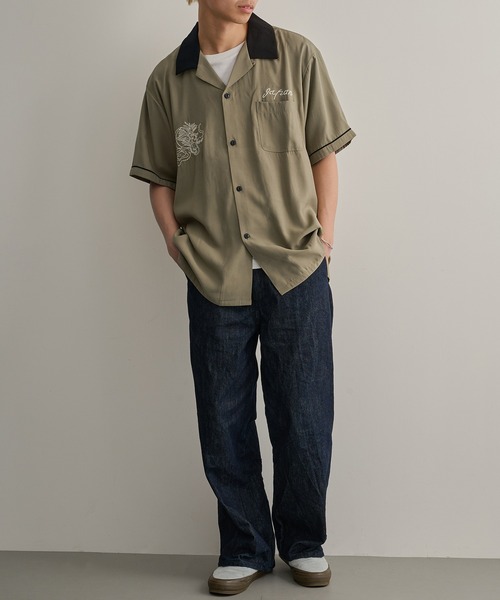 HOUSTON（ヒューストン）の「【HOUSTON】SOUVENIR SHIRT（MAP)（シャツ/ブラウス・メンズ・オリーブ/ブラック・L/M）」の9枚目の写真