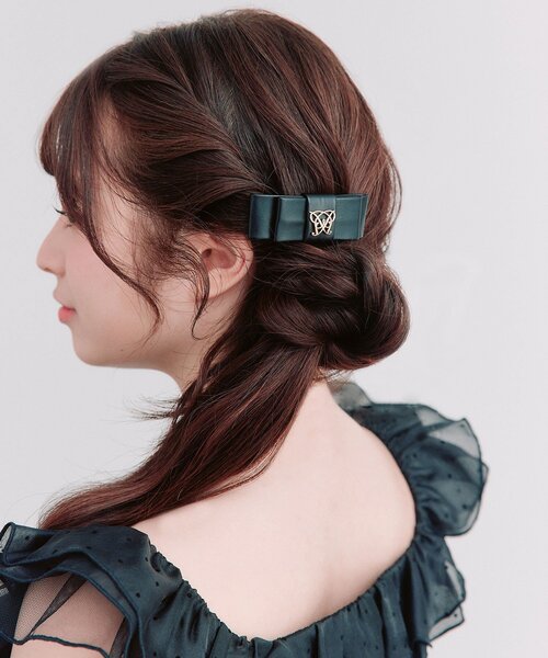 OLIVE des OLIVE(オリーブデオリーブ)の「Aimerianejoie ロゴリボンピン(ヘアピン・レディース・ブラック・FREE)」の2枚目の写真