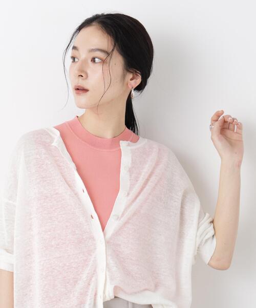 NANO universe(ナノユニバース)の「SUMMER VEIL KNIT 総針ノースリーブニット(ニット/セーター・レディース・ピンク/ホワイト/ブラック/イエロー・FREE)」の4枚目の写真