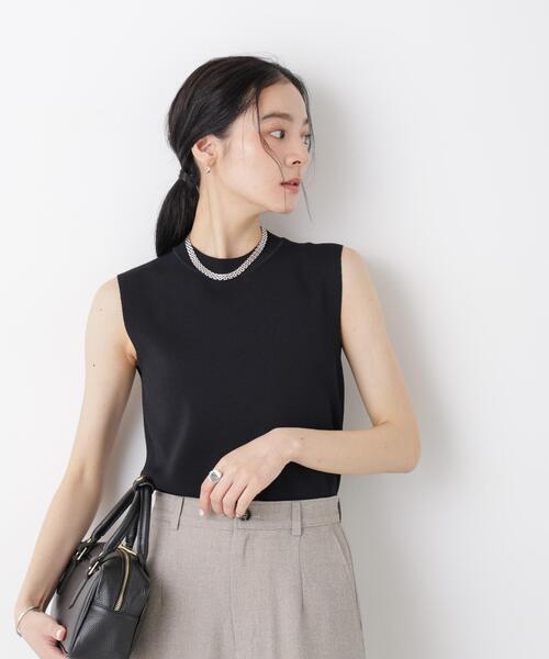 NANO universe(ナノユニバース)の「SUMMER VEIL KNIT 総針ノースリーブニット(ニット/セーター・レディース・ピンク/ホワイト/ブラック/イエロー・FREE)」の5枚目の写真