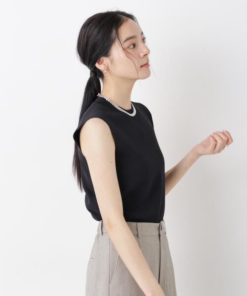 NANO universe(ナノユニバース)の「SUMMER VEIL KNIT 総針ノースリーブニット(ニット/セーター・レディース・ピンク/ホワイト/ブラック/イエロー・FREE)」の7枚目の写真