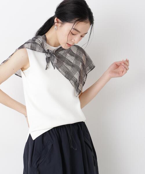 NANO universe(ナノユニバース)の「SUMMER VEIL KNIT 総針ノースリーブニット(ニット/セーター・レディース・ピンク/ホワイト/ブラック/イエロー・FREE)」の19枚目の写真