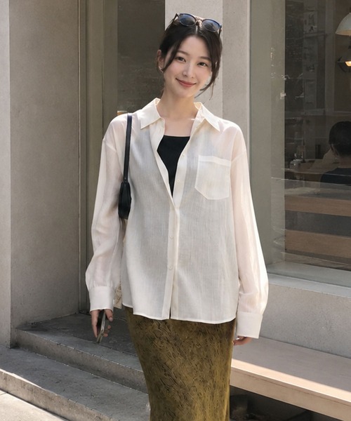 GENERAL IDEA(ジェネラルアイデア)の「【GENERAL IDEA】リンクルフリーシアーシャツ / WRINKLE SHEER SHIRT(シャツ/ブラウス・レディース・アイボリー/グレー/ホワイト・S/M/L)」の3枚目の写真