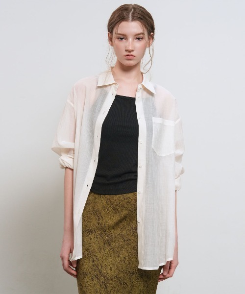 GENERAL IDEA(ジェネラルアイデア)の「【GENERAL IDEA】リンクルフリーシアーシャツ / WRINKLE SHEER SHIRT(シャツ/ブラウス・レディース・アイボリー/グレー/ホワイト・S/M/L)」の11枚目の写真
