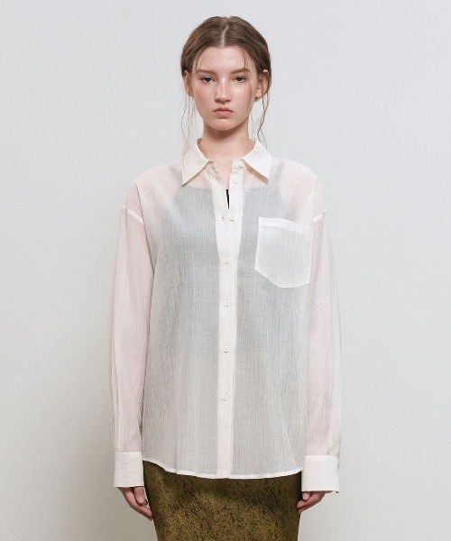 GENERAL IDEA(ジェネラルアイデア)の「【GENERAL IDEA】リンクルフリーシアーシャツ / WRINKLE SHEER SHIRT(シャツ/ブラウス・レディース・アイボリー/グレー/ホワイト・S/M/L)」の13枚目の写真