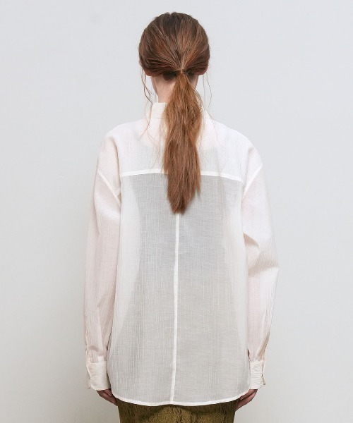 GENERAL IDEA(ジェネラルアイデア)の「【GENERAL IDEA】リンクルフリーシアーシャツ / WRINKLE SHEER SHIRT(シャツ/ブラウス・レディース・アイボリー/グレー/ホワイト・S/M/L)」の14枚目の写真