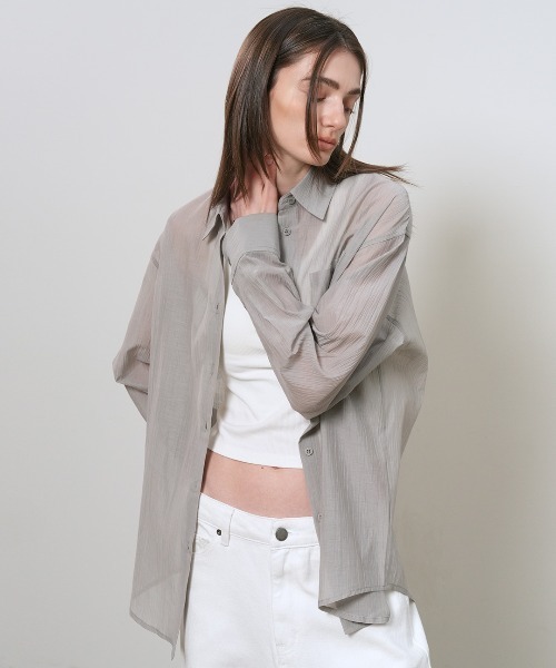 GENERAL IDEA(ジェネラルアイデア)の「【GENERAL IDEA】リンクルフリーシアーシャツ / WRINKLE SHEER SHIRT(シャツ/ブラウス・レディース・アイボリー/グレー/ホワイト・S/M/L)」の18枚目の写真