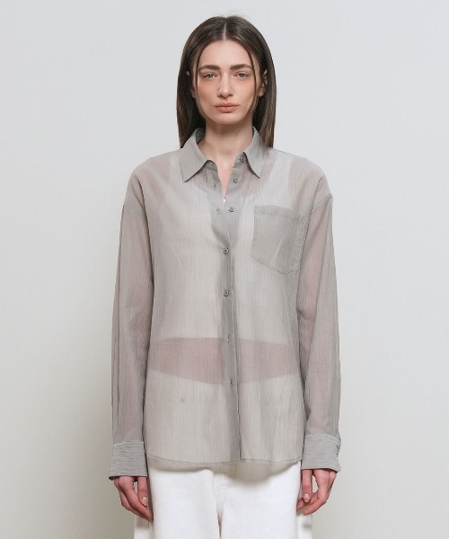 GENERAL IDEA(ジェネラルアイデア)の「【GENERAL IDEA】リンクルフリーシアーシャツ / WRINKLE SHEER SHIRT(シャツ/ブラウス・レディース・アイボリー/グレー/ホワイト・S/M/L)」の19枚目の写真