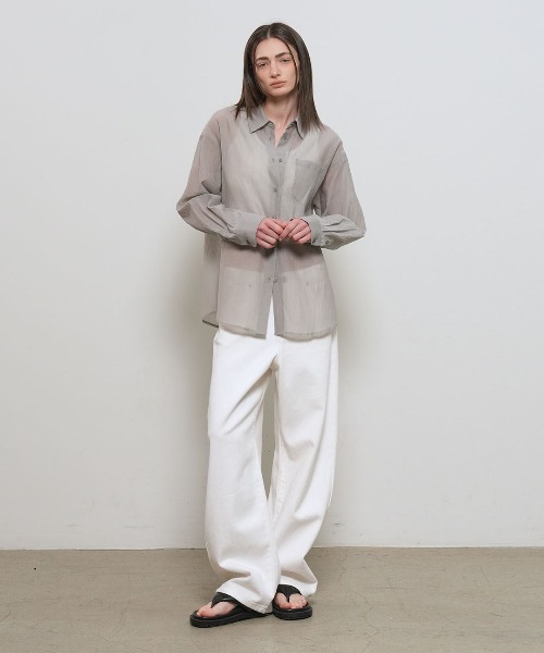 GENERAL IDEA(ジェネラルアイデア)の「【GENERAL IDEA】リンクルフリーシアーシャツ / WRINKLE SHEER SHIRT(シャツ/ブラウス・レディース・アイボリー/グレー/ホワイト・S/M/L)」の21枚目の写真
