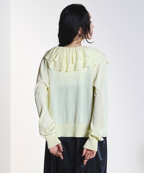 ROSE BUD(ローズバッド)の「FRILL COLLAR CARDIGAN(カーディガン/ボレロ・レディース・ブラック/イエロー・ONE SIZE)」の11枚目の写真