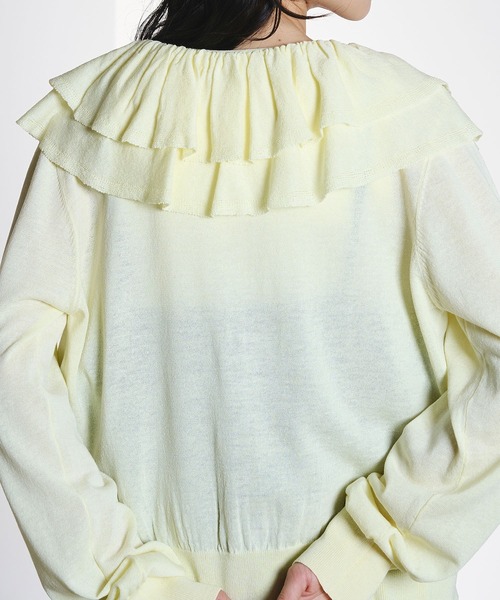 ROSE BUD(ローズバッド)の「FRILL COLLAR CARDIGAN(カーディガン/ボレロ・レディース・ブラック/イエロー・ONE SIZE)」の3枚目の写真