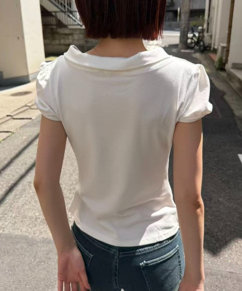 mebole（メボレ）の「Check Scarf Neck Top（Tシャツ/カットソー・レディース・ネイビー/ホワイト・FREE）」の20枚目の写真