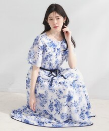 【洗える】クラウディフラワー ワンピース
