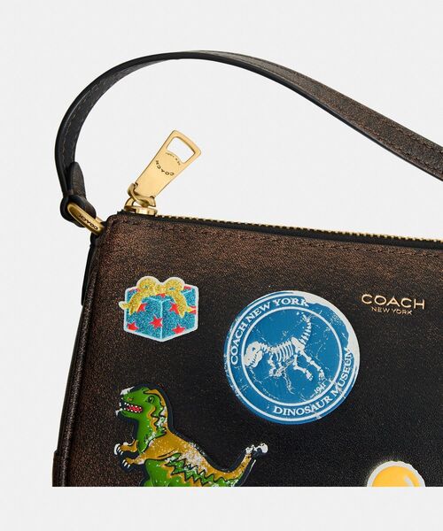 COACH 皮革ウエストポーチ、ボディバック刺繍デザイン【極美品