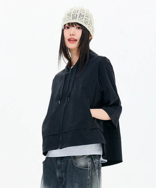 CHASECULT(チェイスカルト)の「レディース 7部袖フードジャケット-FBRG4172C03(ナイロンジャケット・レディース・ブラック・FRE)」の5枚目の写真