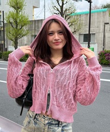 SPIRALGIRL（スパイラルガール）の「透かし編みダブルジップニットパーカー（パーカー）」
