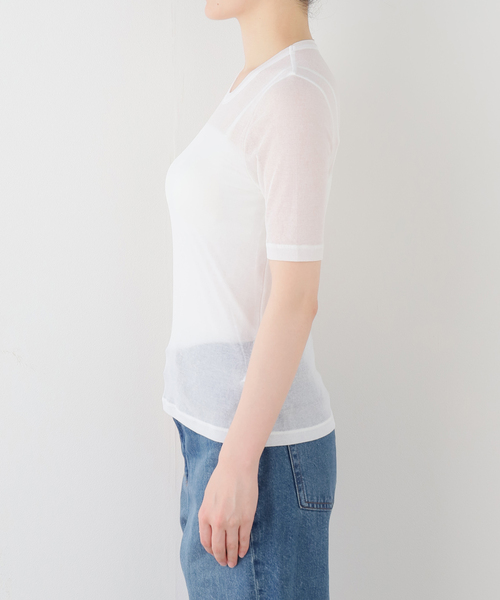 IENA LA BOUCLE(イエナラブークル)の「IENA LA BOUCLE 水撚りガスフライス半袖プルオーバー(Tシャツ/カットソー・レディース・グリーン・FREE)」の2枚目の写真
