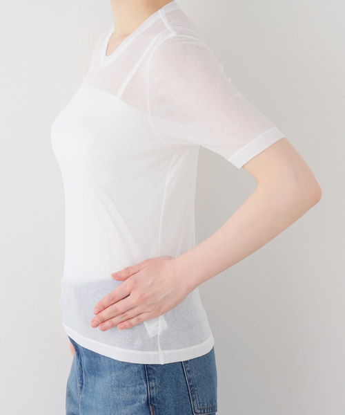 IENA LA BOUCLE(イエナラブークル)の「IENA LA BOUCLE 水撚りガスフライス半袖プルオーバー(Tシャツ/カットソー・レディース・グリーン・FREE)」の4枚目の写真