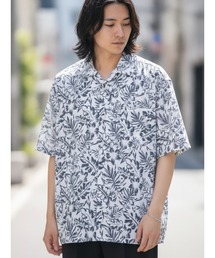 【BLUE STANDARD/ブルースタンダード】【涼しくさらさらな肌ざわりの綿麻シャツ】コットンリネンミックス オープンカラーシャツ リラックスフィット リゾート柄 無地 通気性 清涼感 吸水速乾 紫外線対策
