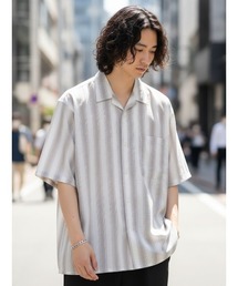 【BLUE STANDARD/ブルースタンダード】【涼しくさらさらな肌ざわりの綿麻シャツ】コットンリネンミックス オープンカラーシャツ リラックスフィット リゾート柄 無地 通気性 清涼感 吸水速乾 紫外線対策