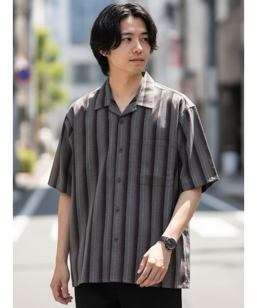 Blue Standard (ブルースタンダード)の「【BLUE STANDARD/ブルースタンダード】【涼しくさらさらな肌ざわりの綿麻シャツ】コットンリネンミックス オープンカラーシャツ リラックスフィット リゾート柄 無地 通気性 清涼感 吸水速乾 紫外線対策(シャツ/ブラウス・メンズ・ホワイト/ブルー/オフホワイト/ブラック・X-LARGE/MEDIUM/LARGE)」の3枚目の写真