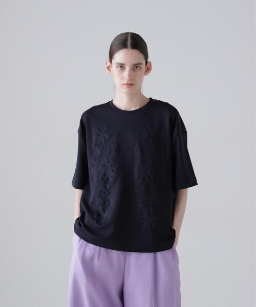 ADORE（アドーア）の「◆エンボスジャージー（Tシャツ/カットソー・レディース・ホワイト/ネイビー・38）」の2枚目の写真