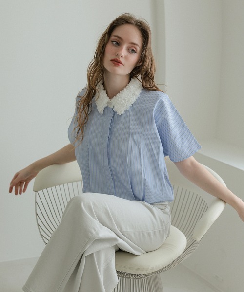DONOBAN(ドノバン)の「ブロッサムカラーシャツ(シャツ/ブラウス・レディース・ブラック/ホワイト/ブルー・ONE SIZE)」の17枚目の写真