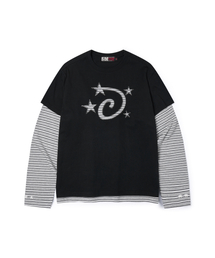 スターロゴアプリケ長袖Tシャツブラック