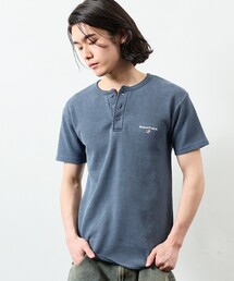 NAUTICA/ノーティカ Essentials タイトフィット S/S ヘンリーネック ワッフル ピグメントTシャツ