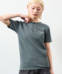 NAUTICA/ノーティカ Essentials タイトフィット S/S ヘンリーネック ワッフル ピグメントTシャツ