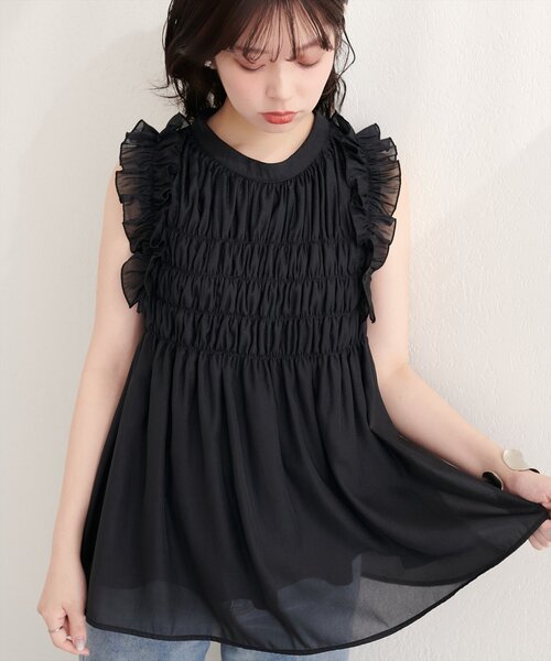 バックリボンノースリチュニック（シャツ/ブラウス）｜natural couture