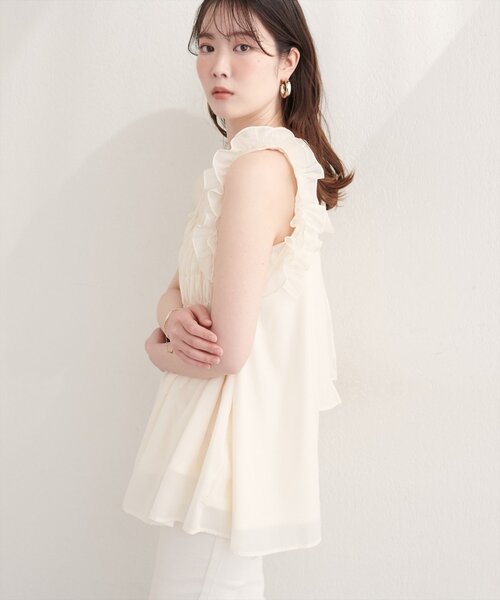 natural couture(ナチュラルクチュール)の「バックリボンノースリチュニック(シャツ/ブラウス・レディース・ブラック/サックスブルー/アイボリー/ミント/ラベンダー・FREE)」の9枚目の写真