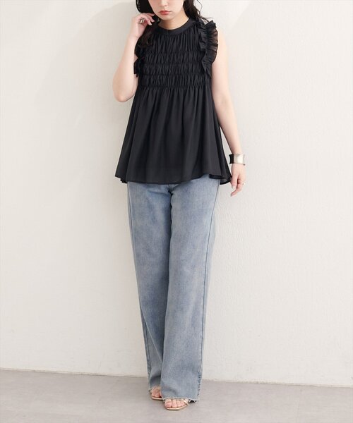 natural couture(ナチュラルクチュール)の「バックリボンノースリチュニック(シャツ/ブラウス・レディース・ブラック/サックスブルー/アイボリー/ミント/ラベンダー・FREE)」の15枚目の写真