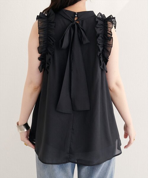 natural couture(ナチュラルクチュール)の「バックリボンノースリチュニック(シャツ/ブラウス・レディース・ブラック/サックスブルー/アイボリー/ミント/ラベンダー・FREE)」の19枚目の写真