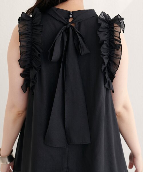natural couture(ナチュラルクチュール)の「バックリボンノースリチュニック(シャツ/ブラウス・レディース・ブラック/サックスブルー/アイボリー/ミント/ラベンダー・FREE)」の20枚目の写真