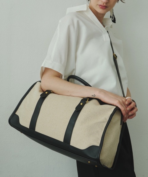Plumel（プルメル）の「Leather Bi-color Boston Bag / レザーバイカラーボストンバッグ（ボストンバッグ・レディース・ブラウン/ブラック・FREE）」の2枚目の写真