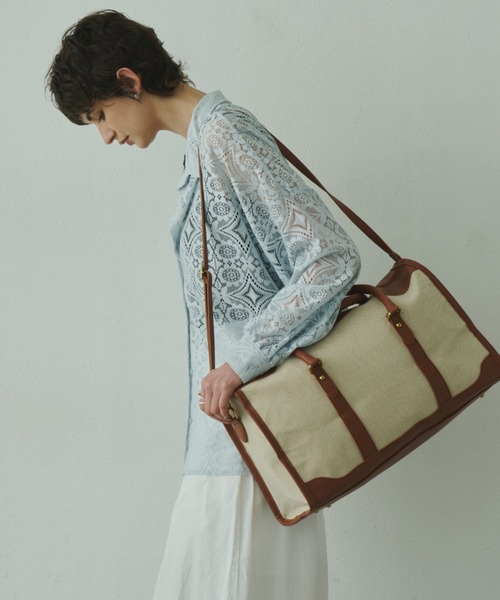 Plumel（プルメル）の「Leather Bi-color Boston Bag / レザーバイカラーボストンバッグ（ボストンバッグ・レディース・ブラウン/ブラック・FREE）」の8枚目の写真