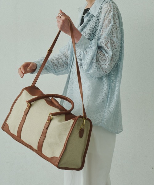 Plumel（プルメル）の「Leather Bi-color Boston Bag / レザーバイカラーボストンバッグ（ボストンバッグ・レディース・ブラウン/ブラック・FREE）」の7枚目の写真