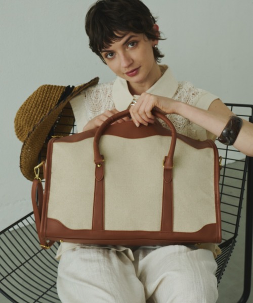 Plumel（プルメル）の「Leather Bi-color Boston Bag / レザーバイカラーボストンバッグ（ボストンバッグ・レディース・ブラウン/ブラック・FREE）」の4枚目の写真