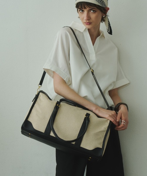 Plumel（プルメル）の「Leather Bi-color Boston Bag / レザーバイカラーボストンバッグ（ボストンバッグ・レディース・ブラウン/ブラック・FREE）」の15枚目の写真