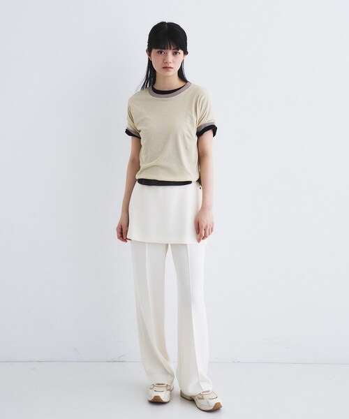 CODE A(コードエー)の「sheer ringer tee(Tシャツ/カットソー・レディース・ライトイエロー系/チャコールグレー/ブラック系2・00)」の10枚目の写真