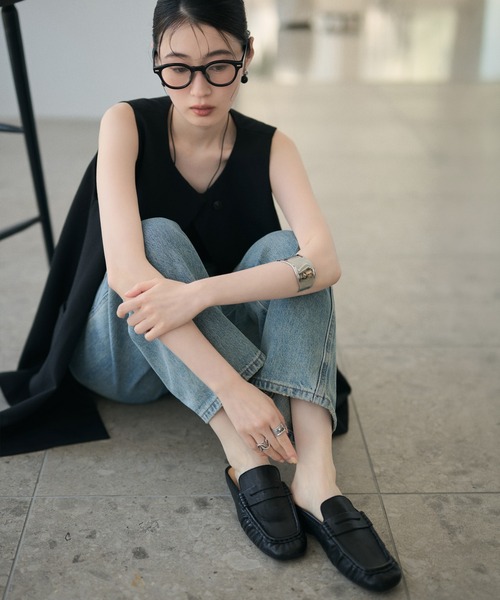 LAULEN(ローレン)の「square toe gathered loafers /スクエアトゥギャザーローファー(ローファー・レディース・ブラック・23cm/24cm/25cm)」の8枚目の写真