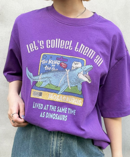 DOUBLE NAME(ダブルネーム)の「Dino.Figure Collector TEE(Tシャツ/カットソー・レディース・ブラック/パープル/オフホワイト・FREE)」の4枚目の写真