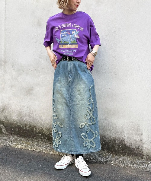 DOUBLE NAME(ダブルネーム)の「Dino.Figure Collector TEE(Tシャツ/カットソー・レディース・ブラック/パープル/オフホワイト・FREE)」の5枚目の写真