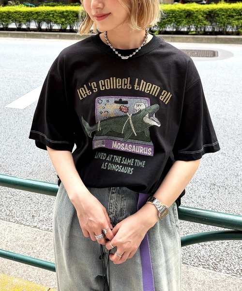 DOUBLE NAME(ダブルネーム)の「Dino.Figure Collector TEE(Tシャツ/カットソー・レディース・ブラック/パープル/オフホワイト・FREE)」の21枚目の写真